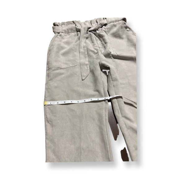 Shein Pants Soft Light Suede-like Size US XL With Waist Tie Light Grey Gray. - Picture 7 of 10